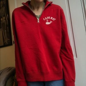 Cape May Red Quarter Zip Pullover Sweatshirt